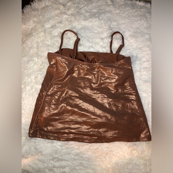 VENUS Shimmering Bronze Metallic Ruched Bikini Top size 6 - Picture 9 of 12